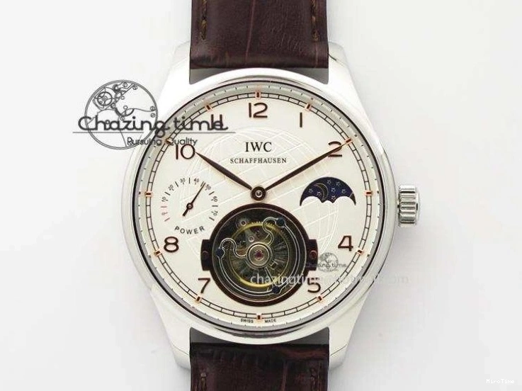 MIROTIME 0501 Sustainable Portuguese IW545408 White Dial ZF 1:1 Best Edition On Dark Blue Leather Strap 7335